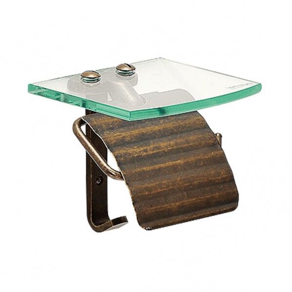 ペーパーホルダー TPH ガラスシェルフ AN 真鍮古色仕上げ 幅150×高さ134×奥行140mm 640803 1個