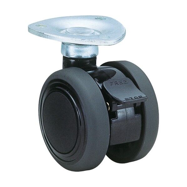 プレート双輪キャスター(エラストマー車) 50MM ストッパー付き TE50S 1点