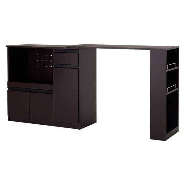 萩原 伸縮キッチンカウンター (約)幅104~178×奥行40×高さ84cm ダークブラウン VKC-7150DBROS 1台