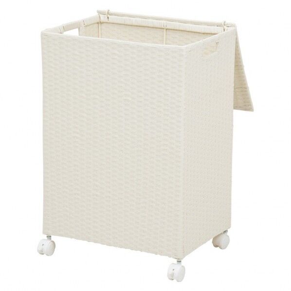 萩原 キャスター付収納ボックス (約)幅45×奥行32×高さ66cm ホワイト RUD-2422WH 1台...