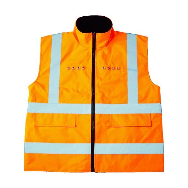 フリース付安全ベスト LED付 オレンジ