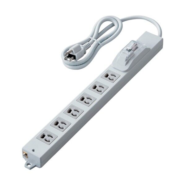 【法人専用品】法人用タップ ロング型 3P6口 1m 抜け止め 過電流ブレーカー RoHS指令準拠 ライトグレー T-H0710OCPR 1点