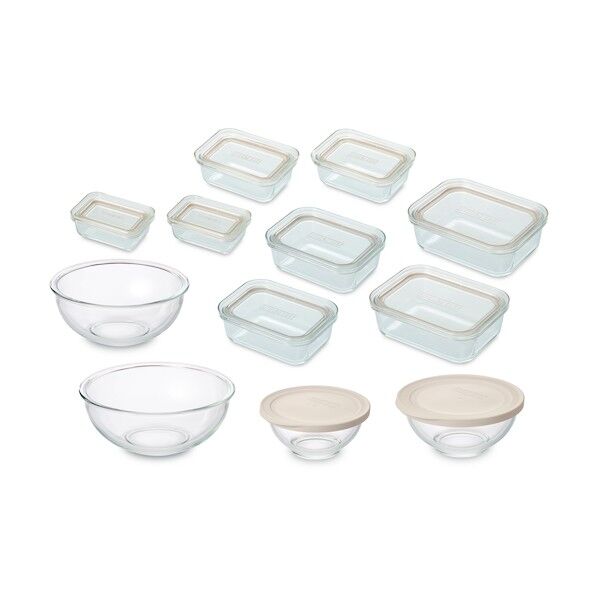 574568 耐熱ガラス容器 12点セット クリア/ベージュ TGS-12S-C/BE 12個