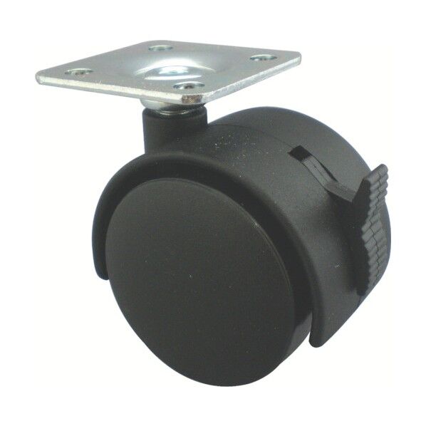 プレート式双輪キャスター(ナイロン車) 自在ストッパー付