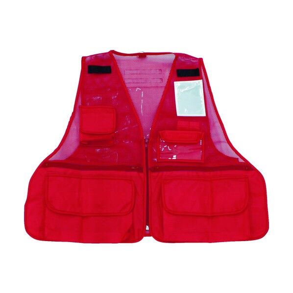 反射材付多機能ベスト レッド 290 x 370 x 20 mm THTB-RE 1点
