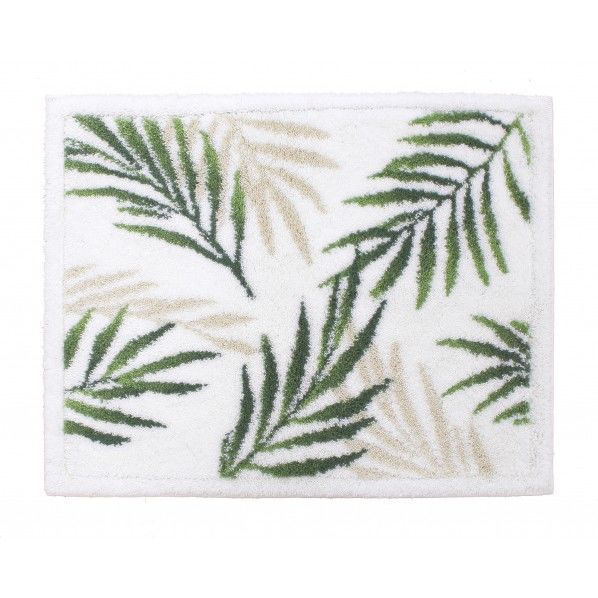 乾度良好パームリーフ バスマット ホワイト 48×60cm 1個