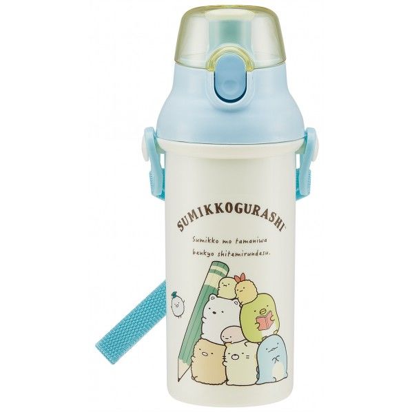 すみっコおべんきょう 食洗機対応直飲みプラワンタッチボトル 幅9.5×奥行7.9×高さ21cm PSB5SAN 1個