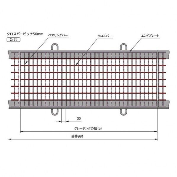 歩道用スチールグレーチング b993×a250×h19mm CXB-P19-1.5 1個