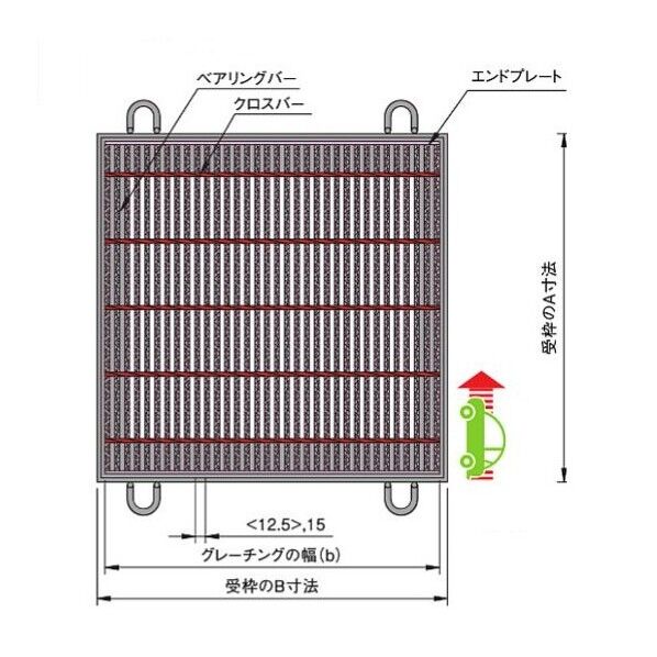 落とし込式 正方形桝用スチールグレーチング b406×400×h19mm CXHBF319-33 1個