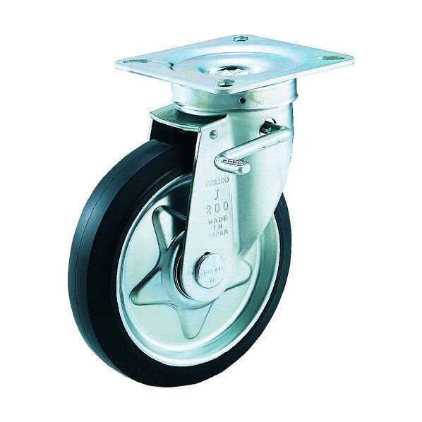 プレス製ゴム車 自在ダブルストッパー付