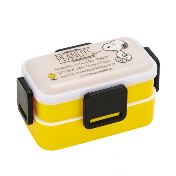 SNOOPYモノクロ 2段ふわっと弁当箱 幅16.9×奥行100×高さ9cm PFLW4 1個