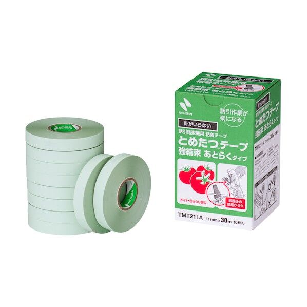 ニチバン とめたつテープ あとらくタイプ 11mm×30m グリーン TMT211A 10巻...