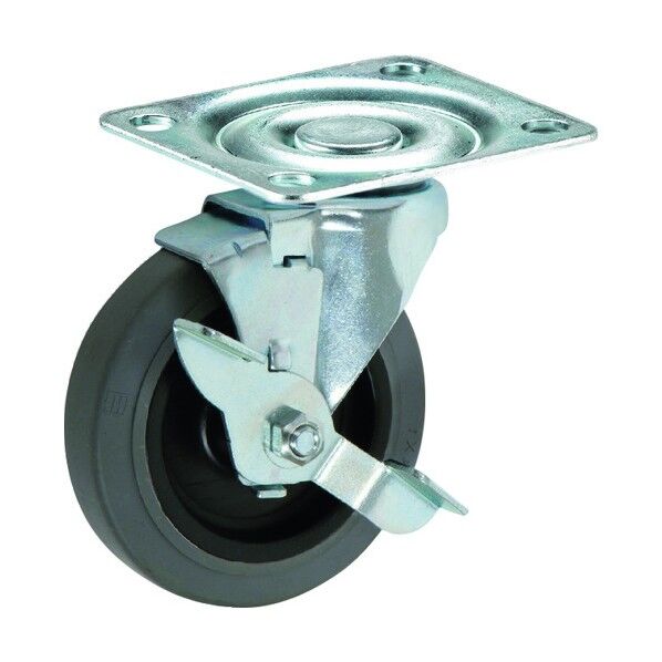 プレート式軽荷重用キャスター 127mm 自在ストッパー付き TP3650-01-MIR-TLB 1点