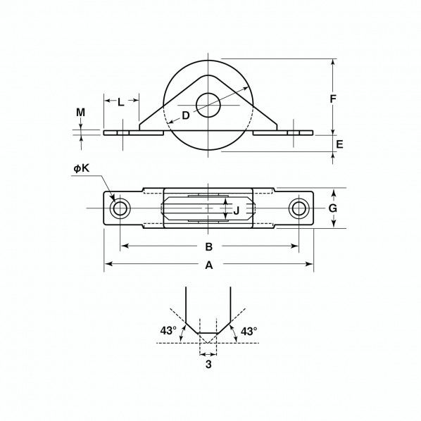 Sフラッター戸車 33mm KES-S339 1