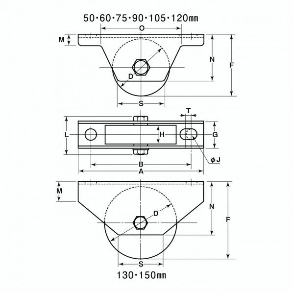 重量戸車 50mm JHM-0502 1