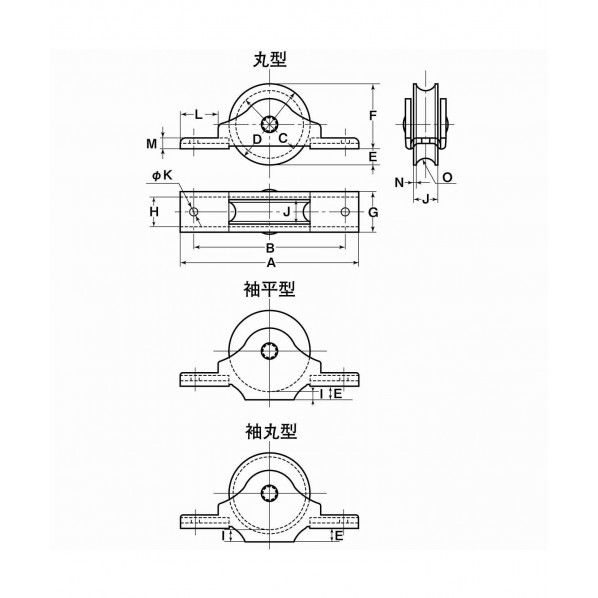 赤枠2mm厚ローラー戸車 36mm RJK-0361 1