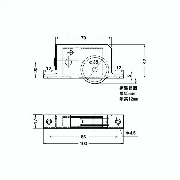 横調整戸車 36mm TBS-Y361 1