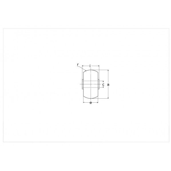 BRG入鉄キャスター戸車    車のみ 35 山R サイズ:35mm, a(Φ):35, c(Φ):8, e:18, r:15, i:21, 自重90g, CGP-0358 1ヶ