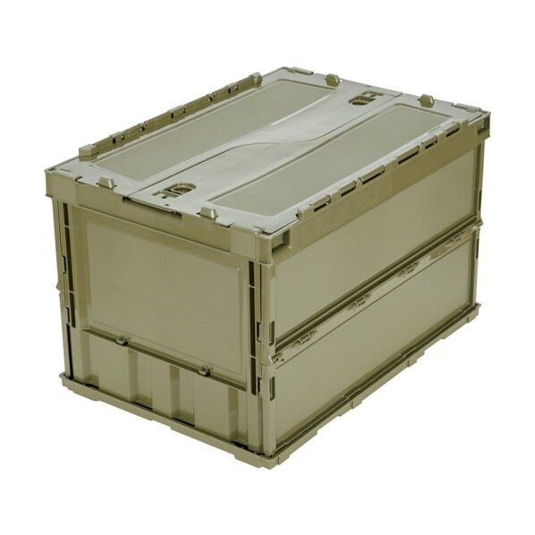 トラスコ(TRUSCO) 薄型折りたたみコンテナ 50L ロックフタ付 OD色 TR-C50B-OD 1点