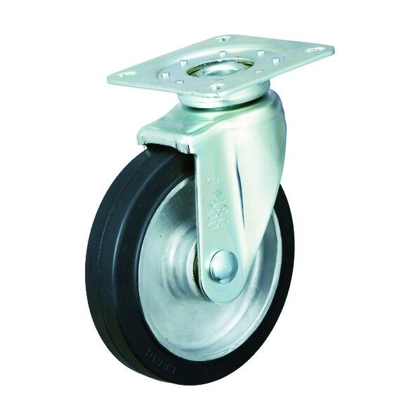 プレート式キャスター(アルミホイールゴム車) 自在