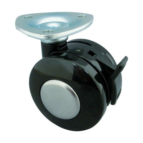 プレート式双輪キャスター(ナイロン車) 自在ストッパー付