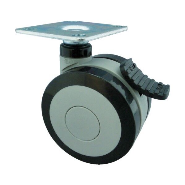 プレート式双輪キャスター(エラストマー車) 自在ダブルストッパー付