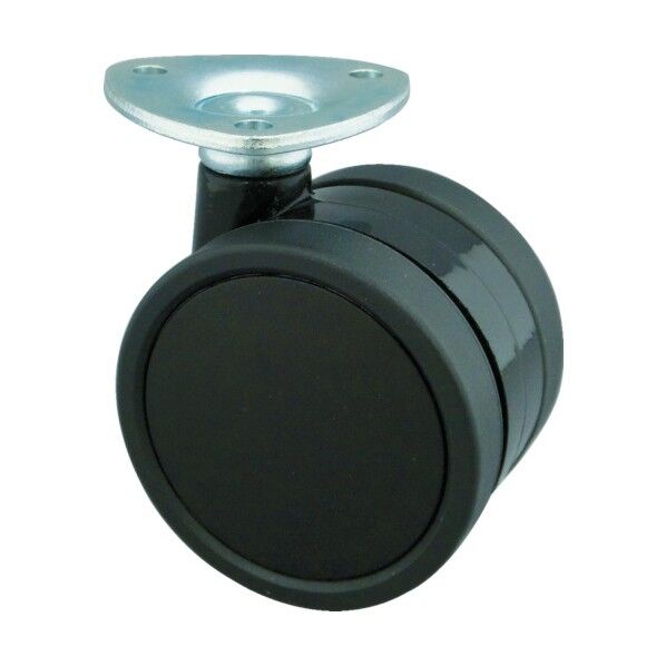 プレート式双輪キャスター(エラストマー車) 自在