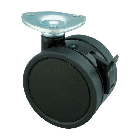 プレート式双輪キャスター(エラストマー車) 自在ストッパー付