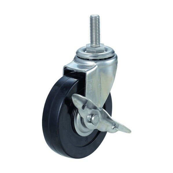 ねじ込み導電性ゴムキャスターステン金具自在S付Φ100 TYSST-100RHES 1点