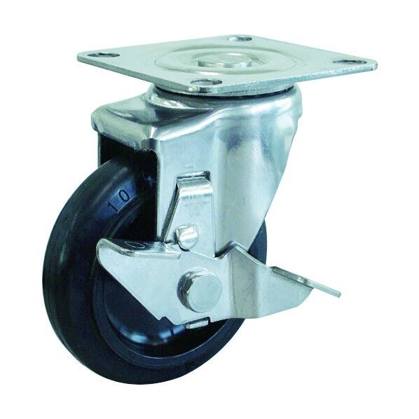 TYSシリーズ 自在ストッパー付 プレス製ゴム車・ステンレス金具