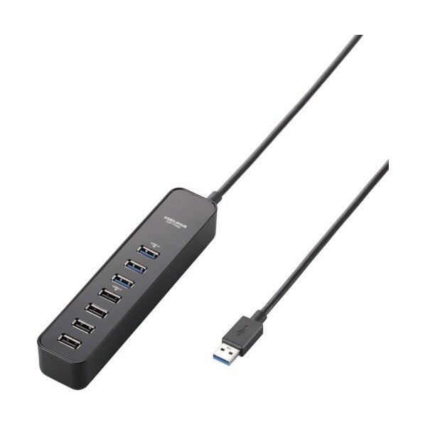 マグネット付きＵＳＢ３．０ポート搭載７ポートＵＳＢハブブラック