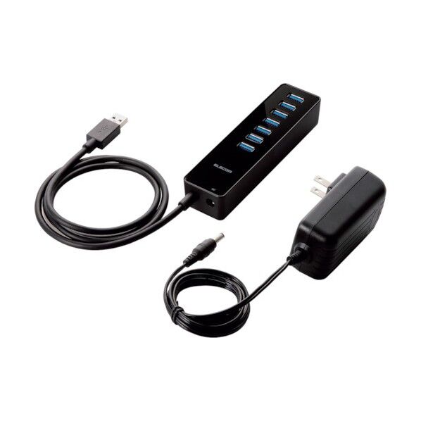 エレコム　７ポートＵＳＢ３．０ハブ　マグネット・セルフパワータイプ　ブラック
