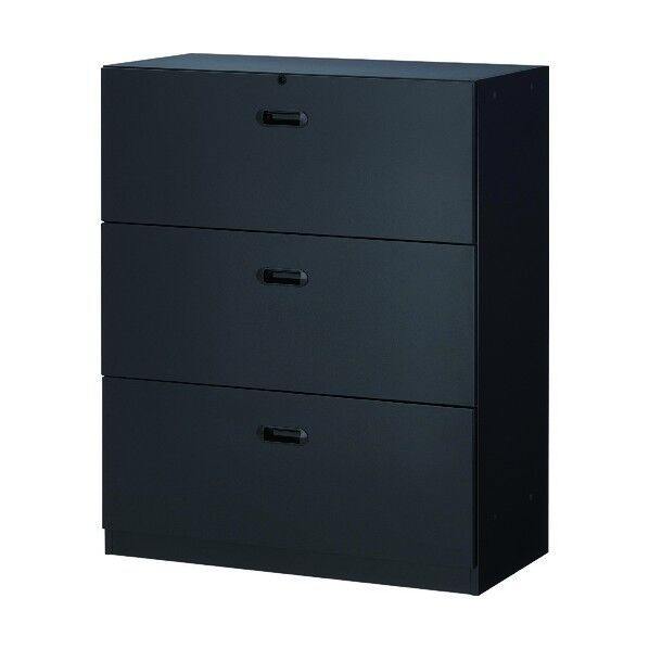 ユニット型壁面書庫 ラテラル3段 H1110 アジャスター付 BK色 70kg UABK-11B