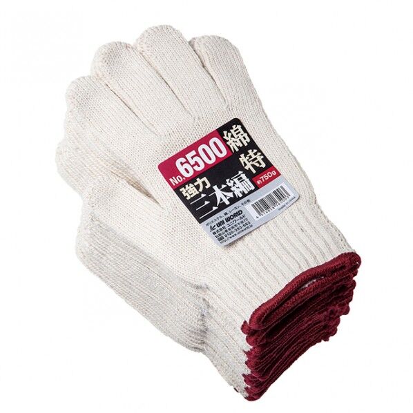 綿特紡強力 3本編 軍手750g 6500 12双