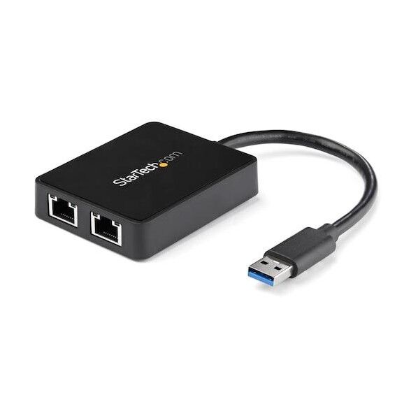 STARTEC.COM社 LANアダプター/USB 3.0/2x RJ45/10/100/1000 Mbps/ブラック USB32000SPT 1個