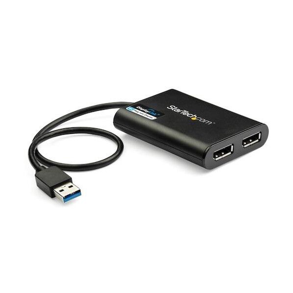 STARTEC.COM社 ディスプレイアダプター/USB-A - 2x DP/USB 3.0/4K60Hz/BK USB32DP24K60 1個