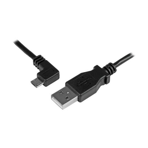 STARTEC.COM社 USBケーブル/A - Micro-B/50cm/USB 2.0/左L型/オス・オス/BK USBAUB50CMLA 1本