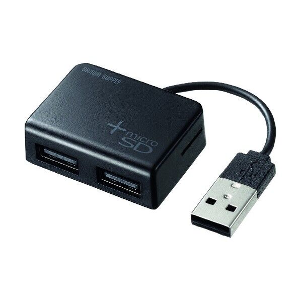 カードリーダー付きUSB2.0ハブ(ブラック) USB-2HC319BK 1点