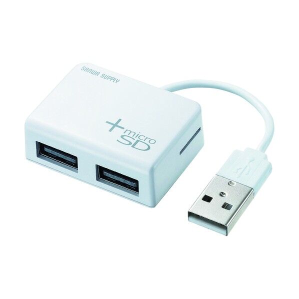 カードリーダー付きUSB2.0ハブ(ホワイト) USB-2HC319W 1点