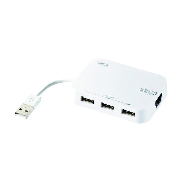LANアダプタ-内蔵3ポートUSB2.0ハブ(ホワイト) USB-HLA306WN 1点