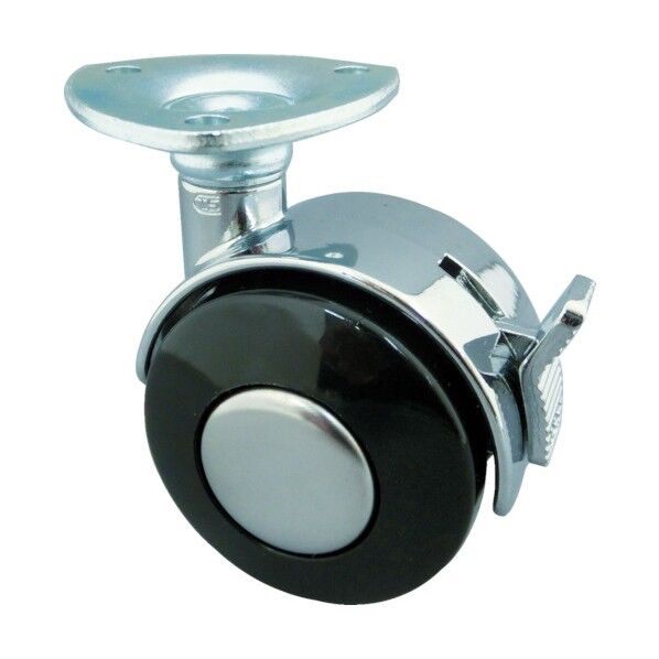 プレート式双輪キャスター(ナイロン車) 自在ストッパー付