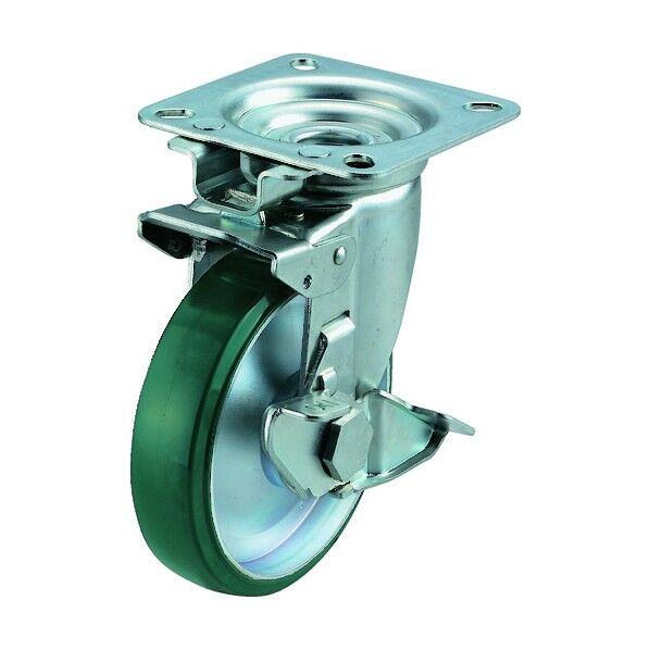 産業用キャスター旋回固定式S付自在車150径ウレタン車輪