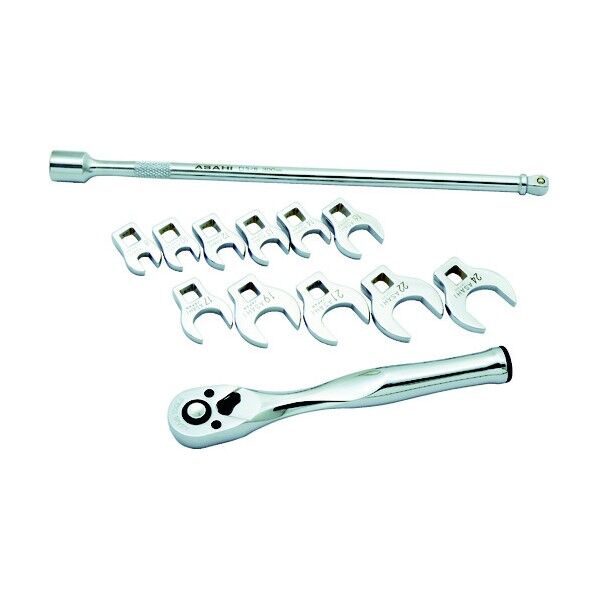 クロウフットレンチセット エクステンションバー、ラチェットハンドル付セット