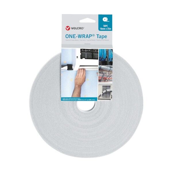 ヴェルクロ[[R上]] ONE-WRAP[[R上]] テープ 幅10mm×長さ25m 白 VEL-OW64100 1点