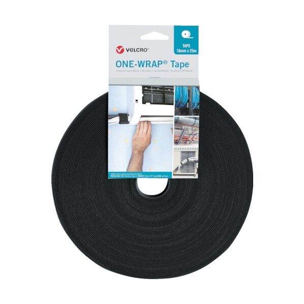 ヴェルクロ[[R上]] ONE-WRAP[[R上]] テープ 幅25mm×長さ25m 黒 VEL-OW64153 1点