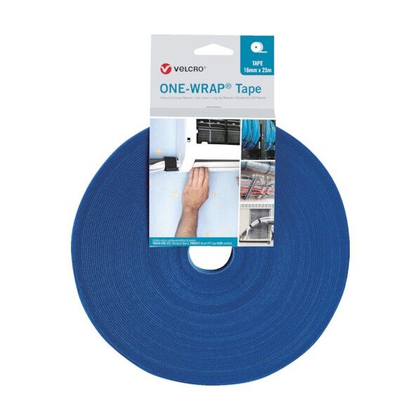 ヴェルクロ[[R上]] ONE-WRAP[[R上]] テープ 幅25mm×長さ25m 青 VEL-OW64155 1点