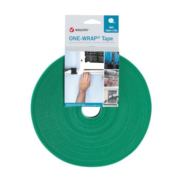 ヴェルクロ[[R上]] ONE-WRAP[[R上]] テープ 幅25mm×長さ25m 緑 VEL-OW64158 1点