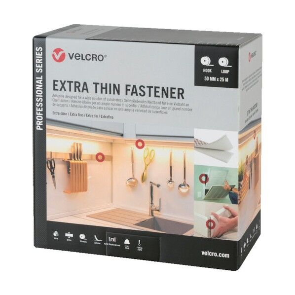 VELCRO[[R上]]結束テープ 極薄タイプ 幅50mm×長さ5m 黒 VEL-PS20018 1点