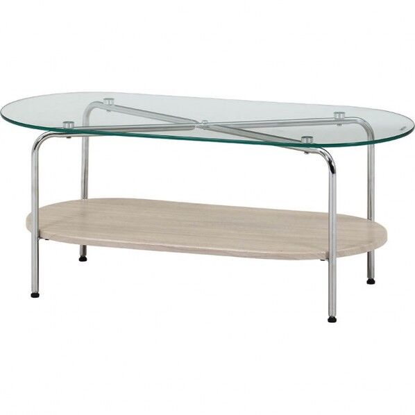 フジボウエキ Chamill ガラスセンターテーブル 木目 約幅900×奥行400×高さ380mm クリア×木目 41314 1台...