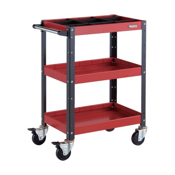 バーディワゴン 600X400XH880 深3段 1段仕切板付 レッド/ブラック BDW-963F3S1-RBK 1点